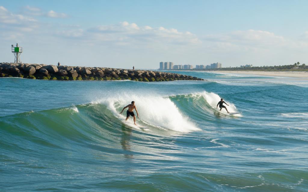 Beach day, then watch the surf at the inlet